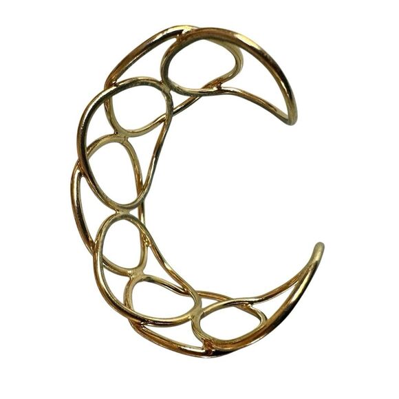 Gold-Tone Open Circle Openwork Cuff Bracelet - Picture 9 of 9